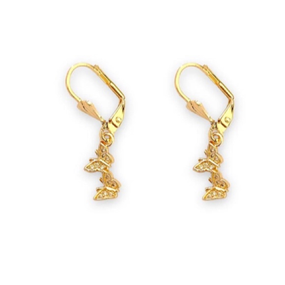 RAF ROSSI Gold Plated Jewelry - Butterflies lever-back 18k of gold plated earrings